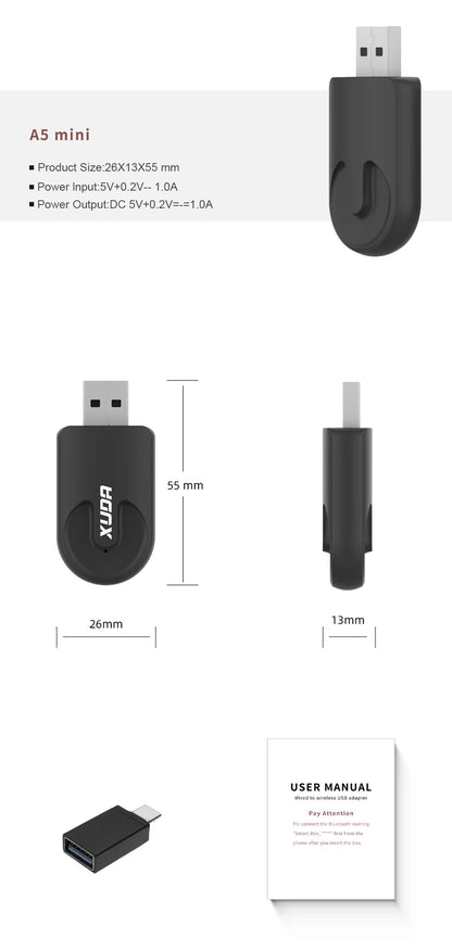 XUDA NEW Wireless CarPlay and Android Auto Adapter - Smart Mini Box, Plug and Play, Fast WiFi Connect - Universal Fit for Nissan