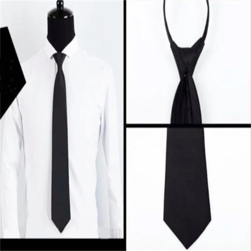 Pre-Tied Men’s Skinny Zipper Tie – 5cm Slim Necktie in Red, Black & Blue for Parties & Events