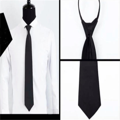 Pre-Tied Men’s Skinny Zipper Tie – 5cm Slim Necktie in Red, Black & Blue for Parties & Events