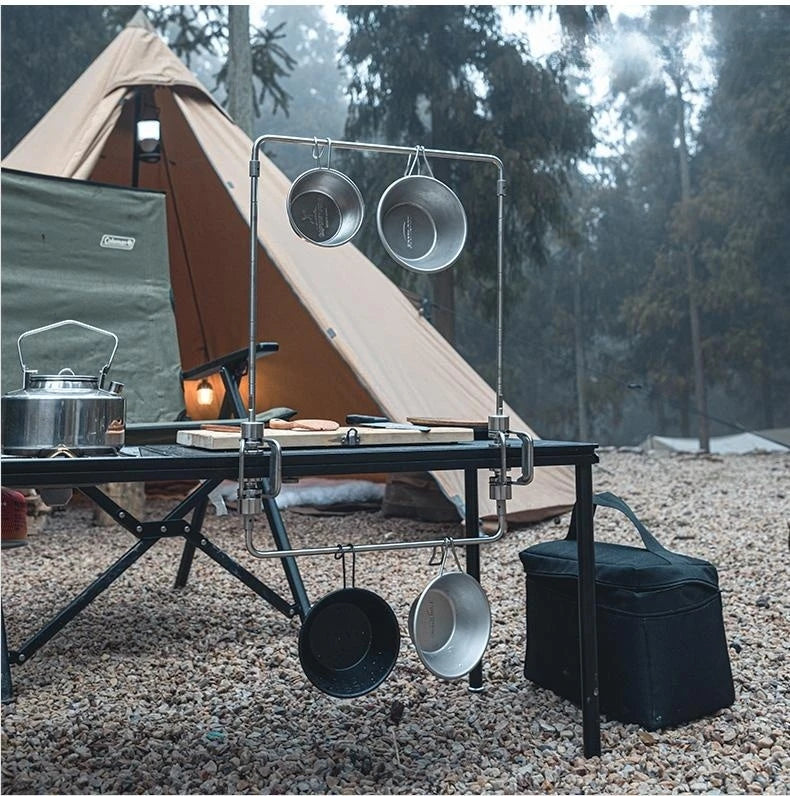 Portable Stainless Steel Light Pole Bracket — Outdoor IGT Table Supply and Desktop Mount Camping Table Accessory