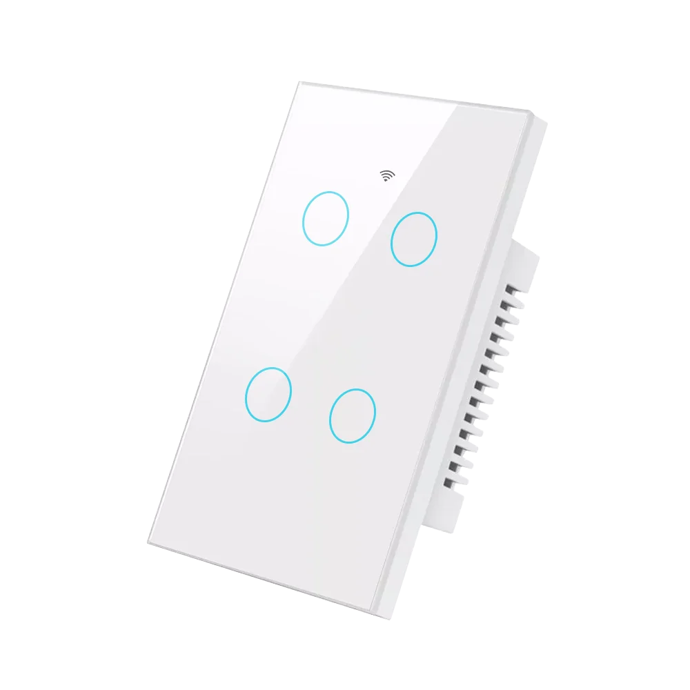 Tuya Smart WiFi Bluetooth Wall Touch Light Switch No Neutral Wire Required US 1-4 Gang Alexa Google Home Compatible Switch