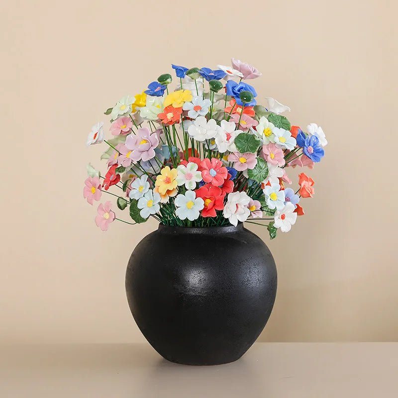 5PCS Handmade Ceramic Flowers – High-Temperature Simulation Eternal Life Flower Decorations, Creative Home & Gift Decor