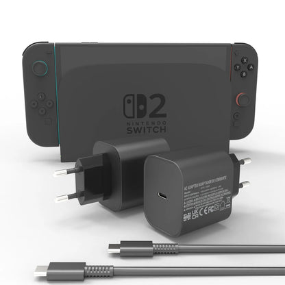 Switch 2 60W Fast Charger – PD 3.0 Certified Power Adapter for NS2 Console, Rapid Gaming Charging