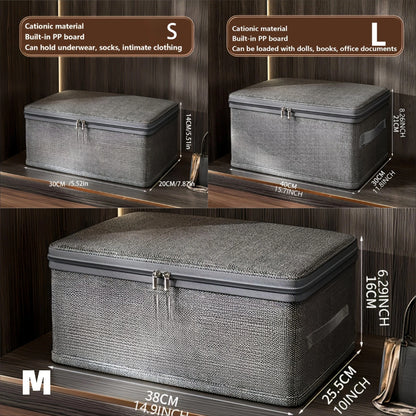 Foldable Linen-Look Storage Box - Large Zipper Wardrobe Organizer Bin for Clothes, Sweaters & Household Items