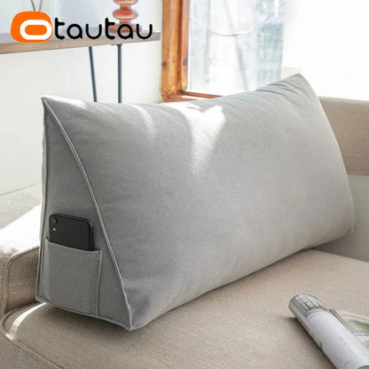 OTAUTAU Triangular Bed Backrest Cushion – Lumbar Support Lounger Pillow for Chair, Bed & Living Room Comfort Decor (KD034)