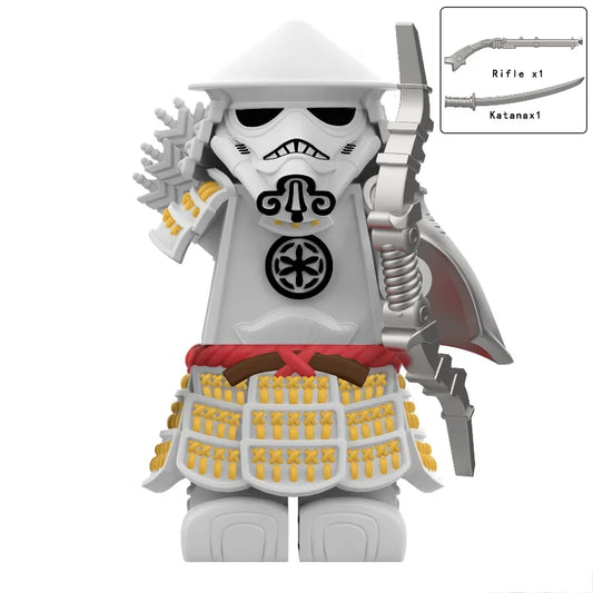 Storm Samurai Trooper Figure – White Soldier Articulated Action Toy with Pistol & Katana DY325 DY Minifigs