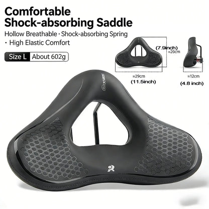 Ergonomic Bike Saddle - Thick Soft Shock-Absorbing Hollow Breathable Seat for Mountain & Road Bikes