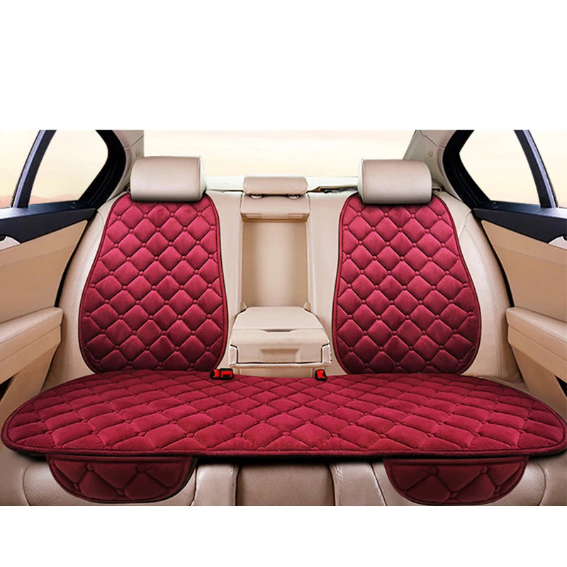 Universal Winter Warm Car Seat Cover Protector Set – 3-Piece Rear Seat Cushion & Back Cushion Auto Seat Protection for Cars, SUVs & Vans