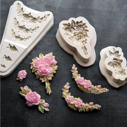 Silicone Flower Bouquet Molds for DIY Cake Decorating - Fondant, Gum Paste, Chocolate & Sugarcraft Border Tools
