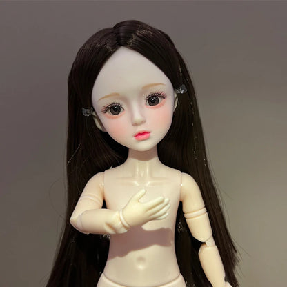 30cm 1/6 BJD Ball Jointed Doll – Starry Gray Eyes with Lolita Fashion Dress, DIY Toy Gift for Girls