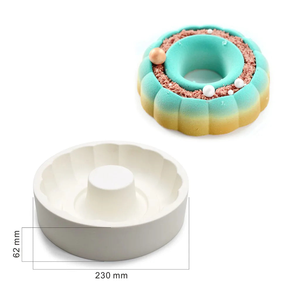 Round Corrugated Big Flower Silicone Mousse Cake Mold – Taiji French Dessert Baking & Chocolate Pudding Tool