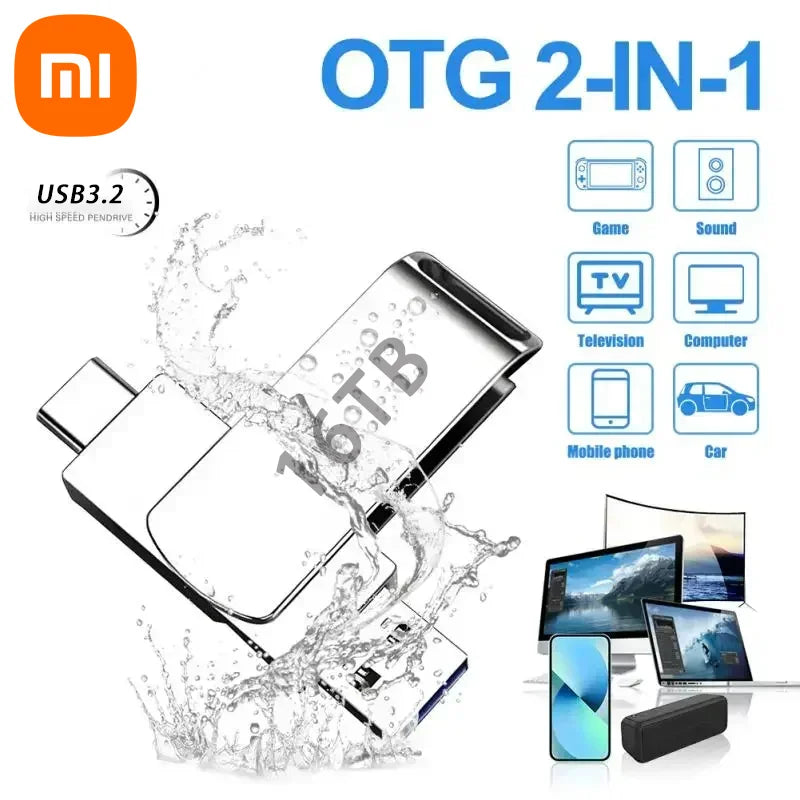 Xiaomi 16TB USB 3.2 Flash Drive — Super High-Speed Metal U Disk, Waterproof Type-C SSD Pen Drive