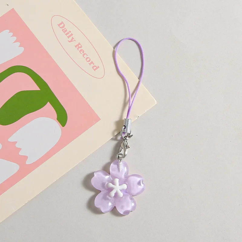 Colorful Resin Flower Phone Chain - Fresh Cute Transparent Key Pendant Bag Charm Accessory for Women & Best Friends