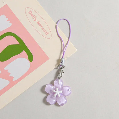 Colorful Resin Flower Phone Chain - Fresh Cute Transparent Key Pendant Bag Charm Accessory for Women & Best Friends