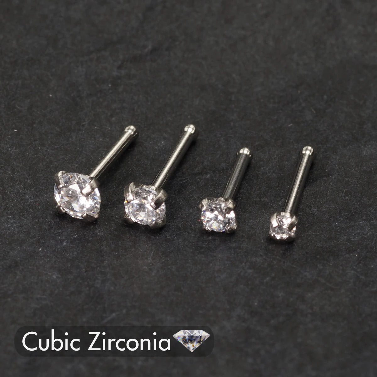 5PCS Stainless Steel Nose Ring Studs — Crystal Nostril Piercing Jewelry for Women & Girls, 1.5/2.0/2.5/3.0mm, 20G