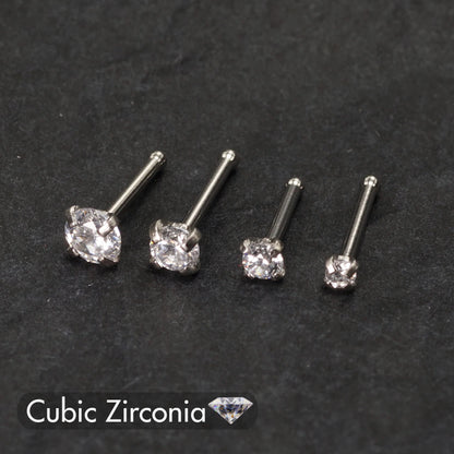 5PCS Stainless Steel Nose Ring Studs — Crystal Nostril Piercing Jewelry for Women & Girls, 1.5/2.0/2.5/3.0mm, 20G