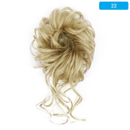 AZQUEEN Messy Bun Hair Extension – Synthetic Curly Wave Chignon Scrunchie, Elastic Band Updo Hairpiece for Women