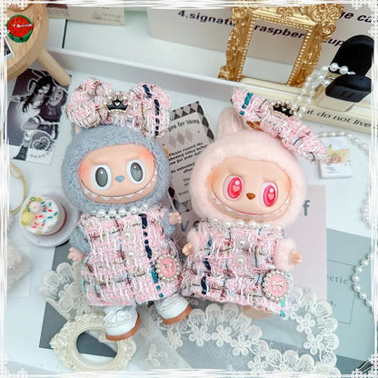 17cm Labubu Doll Accessories - Luxury Sweet Woolen Suit, Crossbody Bag & Princess Shoes Set