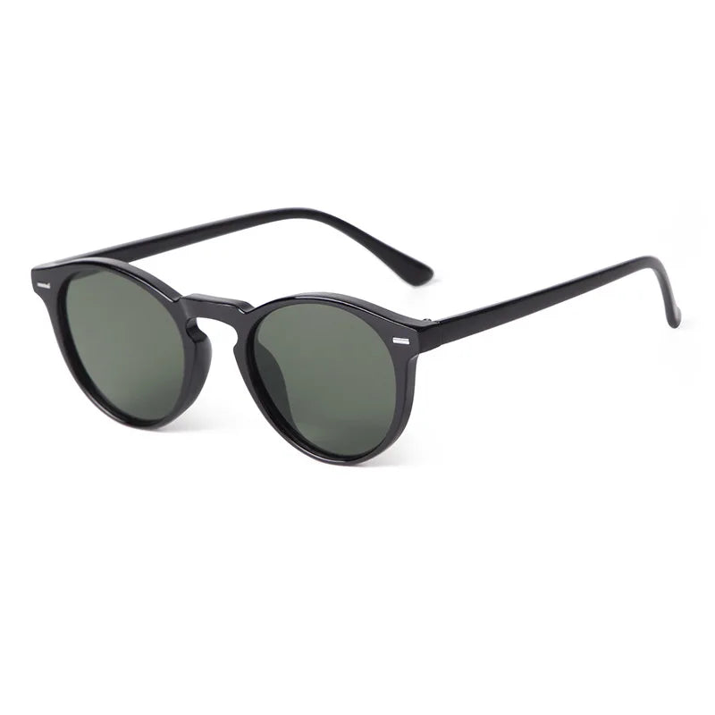 Vintage Round Sunglasses – 2024 Fashion Design for Men & Women, Retro Rivet Yellow & Blue Lens, Square Sun Glasses