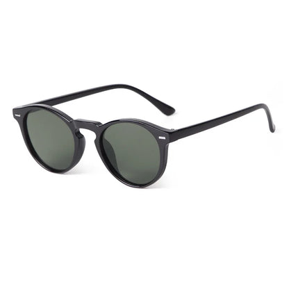 Vintage Round Sunglasses – 2024 Fashion Design for Men & Women, Retro Rivet Yellow & Blue Lens, Square Sun Glasses