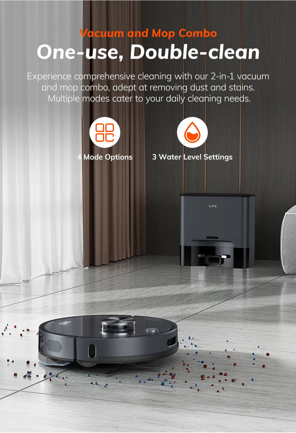 ILIFE T20S LDS Robot Vacuum Cleaner – 5000Pa, Auto Empty Dock, 60-Day Hands-Off Cleaning, Wet/Dry Sweeping & Mopping