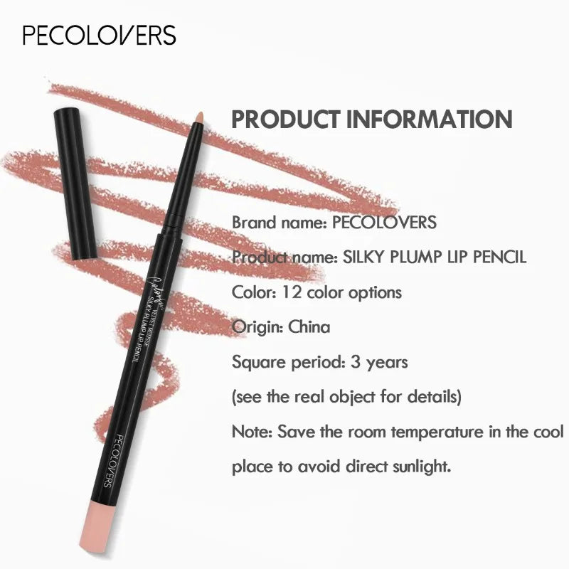 Waterproof Matte Lipliner Pencil – Long Lasting Red Contour Tint, Non-Stick & Moisturizing Lipstick in 12 Colors
