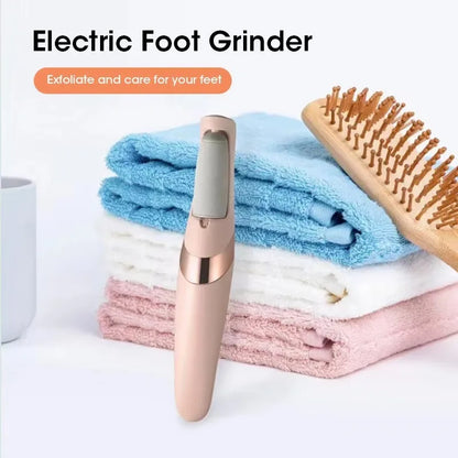 Rechargeable Electric Foot Grinder - USB Pedicure Tool With 2 Roller Heads For Dead Skin Removal