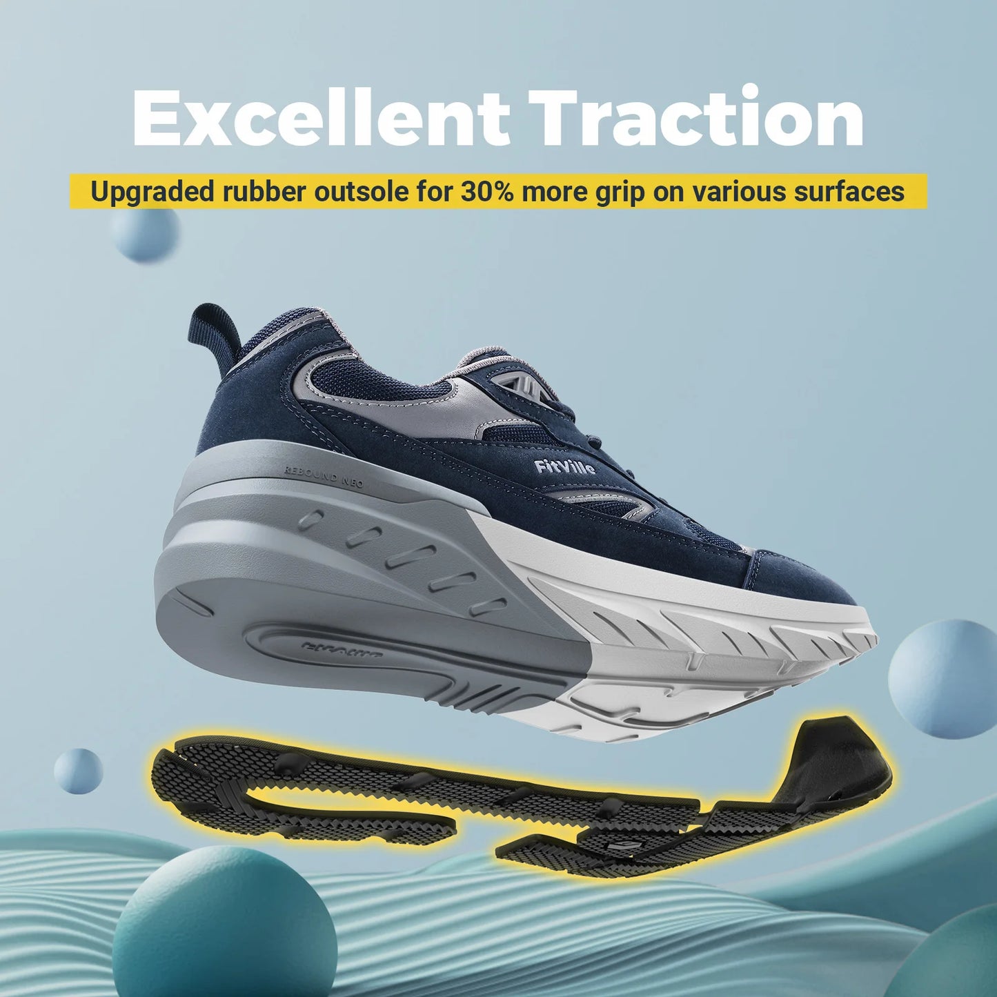 FitVille Wide Width Men’s Walking Shoes – Arch Support Sneakers for Flat Feet, Heel Pain & Plantar Fasciitis Relief