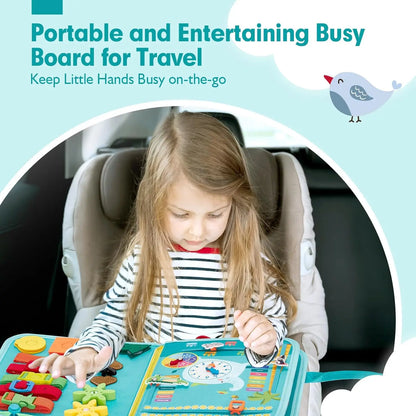 Montessori Busy Book – Portable Educational Toy for Toddlers, Travel Activity Board, Fine Motor Skills & Early Learning