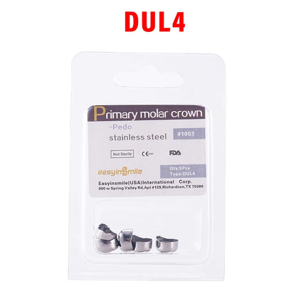 5PCS EASYINSMILE Kids Stainless Steel Dental Crowns – Primary Molar Teeth Refill D2-D7