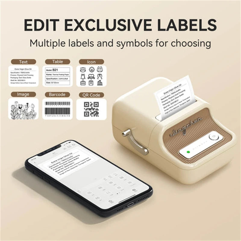 NIIMBOT B21 Portable Thermal Printer – 1500mAh Wireless Sticker Printer with Self-Adhesive Labels for Barcode, Clothing & Jewelry