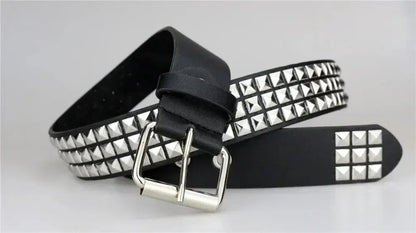 2024 Square Bead Rivet Belt – Punk Metal Pyramid Hardware Belt for Men and Women, Y2K Designer Jeans Belt