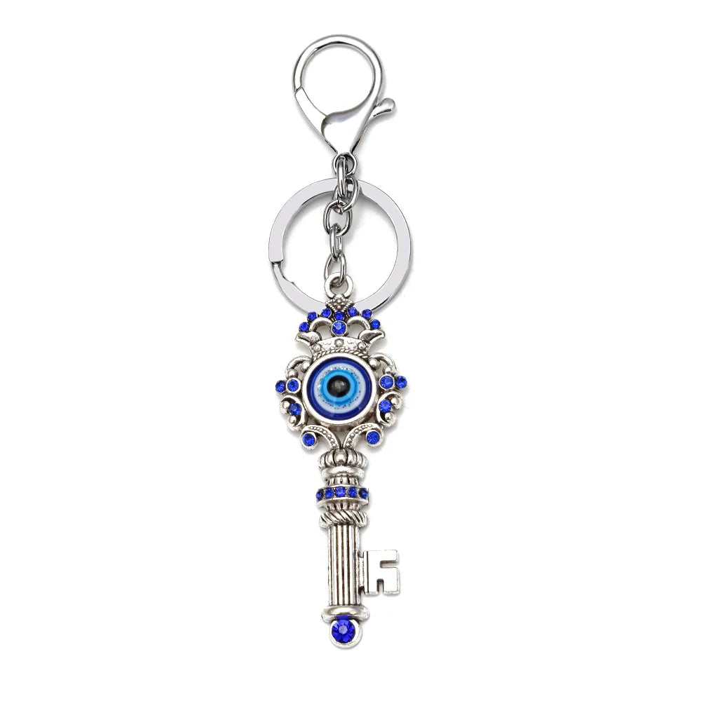 Lucky Eye Fatima Hand Keychain – Alloy Tree of Life Elephant Owl Blue Turkish Evil Eye Car Keyring Jewelry for Men & Women Gift