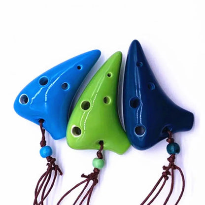 6 Hole Ceramic Ocarina - Mini Professional Musical Instrument with Lanyard and Music Score for Music Lovers