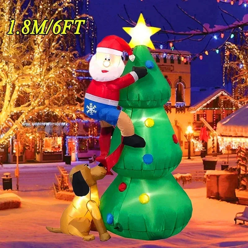 1.8M Inflatable Santa Claus Backpack Toy – Christmas Decoration with LED Light for Indoor & Outdoor Holiday Decor and Gifts
