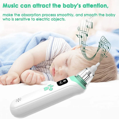 Electric Baby Nasal Aspirator - Adjustable Suction Nose Cleaner with 3 Silicone Tips and Low-Noise Design