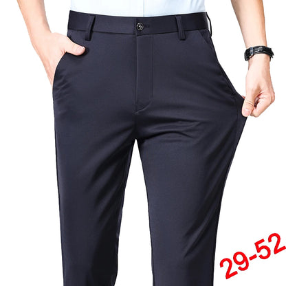 Plus Size Men's Business Suit Pants – Stretch Formal Dress Trousers | Classic Black for Big Men