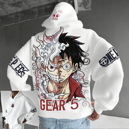 One Piece Luffy Gear 5 Anime Hoodie – Unisex Streetwear Pullover Sweatshirt