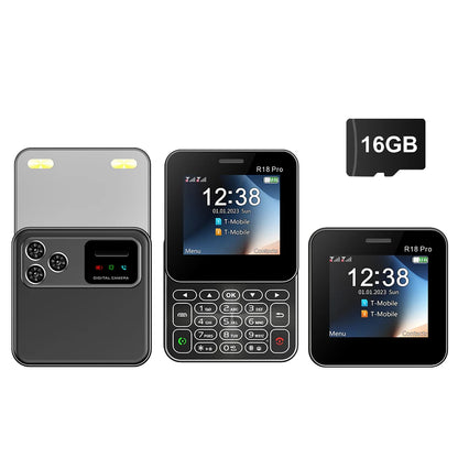 SERVO Rotating Mini Phone - 2G GSM Dual SIM Mobile Phone with FM Radio, MP4 Player & Flashlight