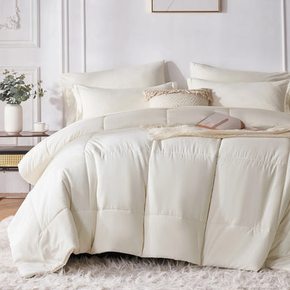 7-Piece Queen Bed-in-a-Bag Comforter Set — Solid Geometry Comforter, Sheets & Pillowcases, Stylish Bedroom Gift