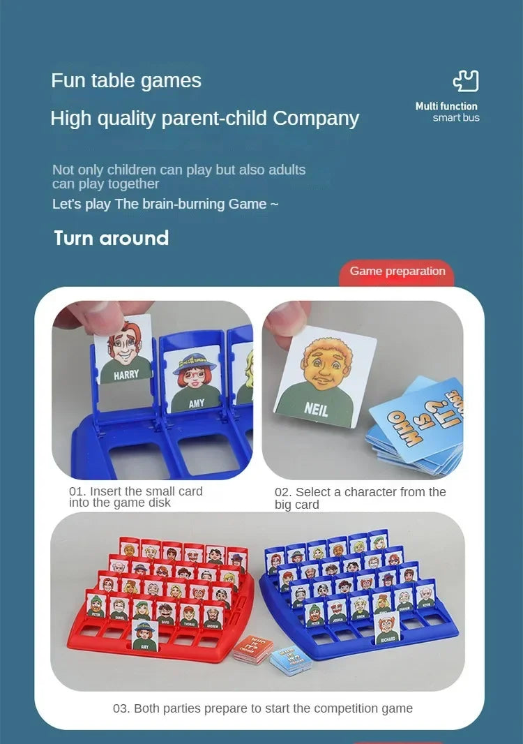 Guess Who I Am Board Game – Parent-Child Interactive Logical Reasoning Toy, Children’s Puzzle & Character Guessing Game