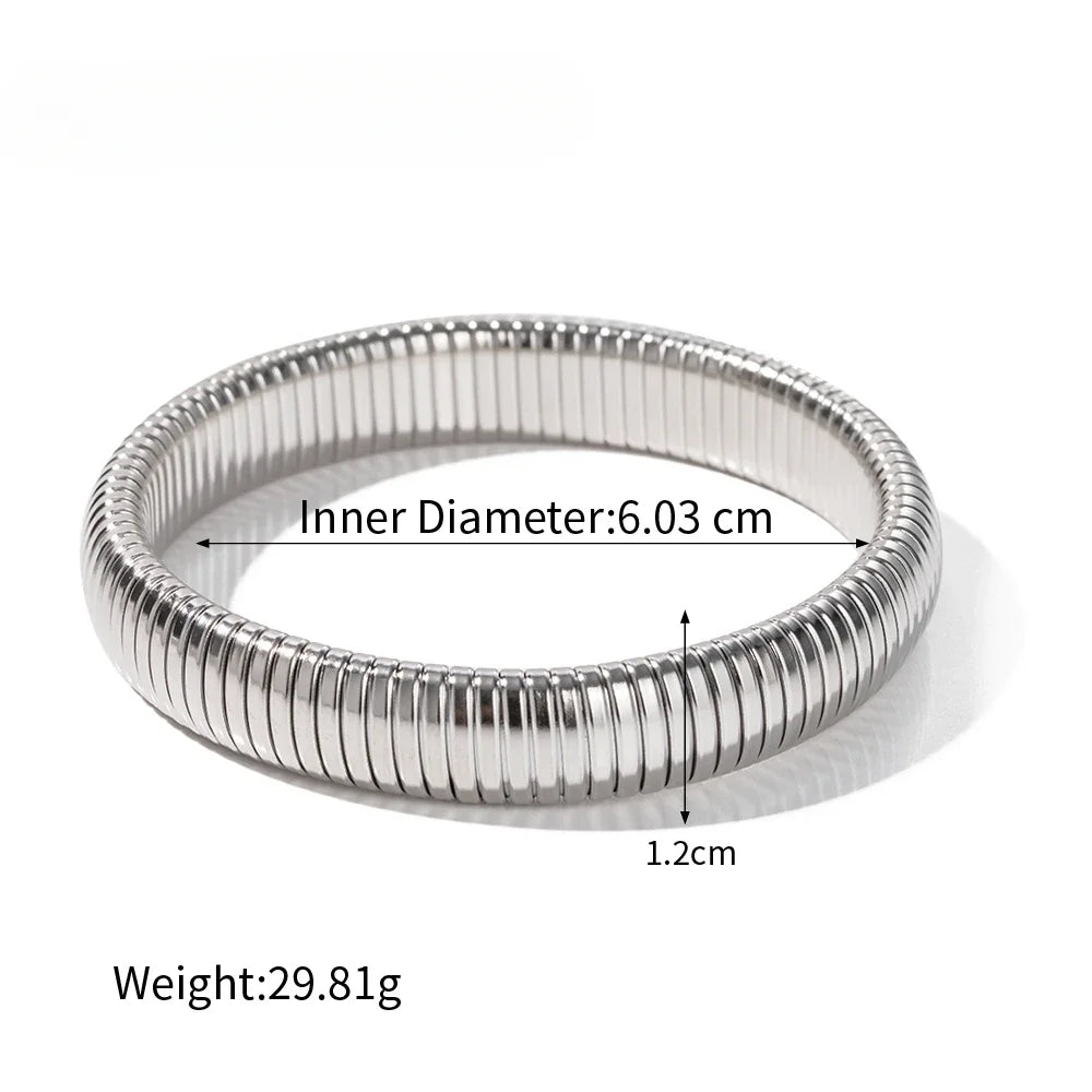 Stainless Steel Flex Snake Chain Cuff Bracelet – 18k Gold Plated Wide Bangle Fashion Jewelry for Women Gifts