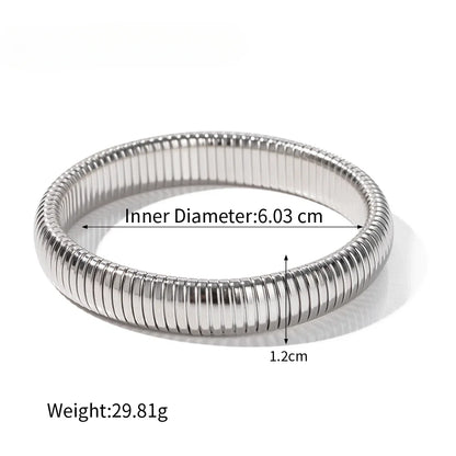Stainless Steel Flex Snake Chain Cuff Bracelet – 18k Gold Plated Wide Bangle Fashion Jewelry for Women Gifts