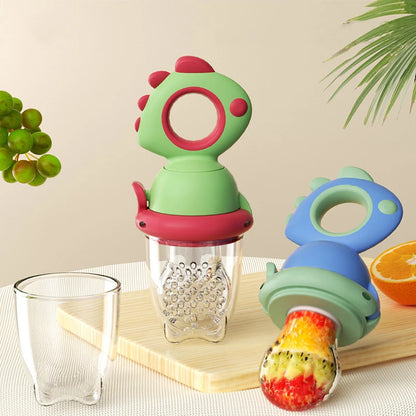 Dinosaur Baby Fruit Feeder - Silicone Rotating Fresh Food Teether & Safe Feeding Tool for Kids