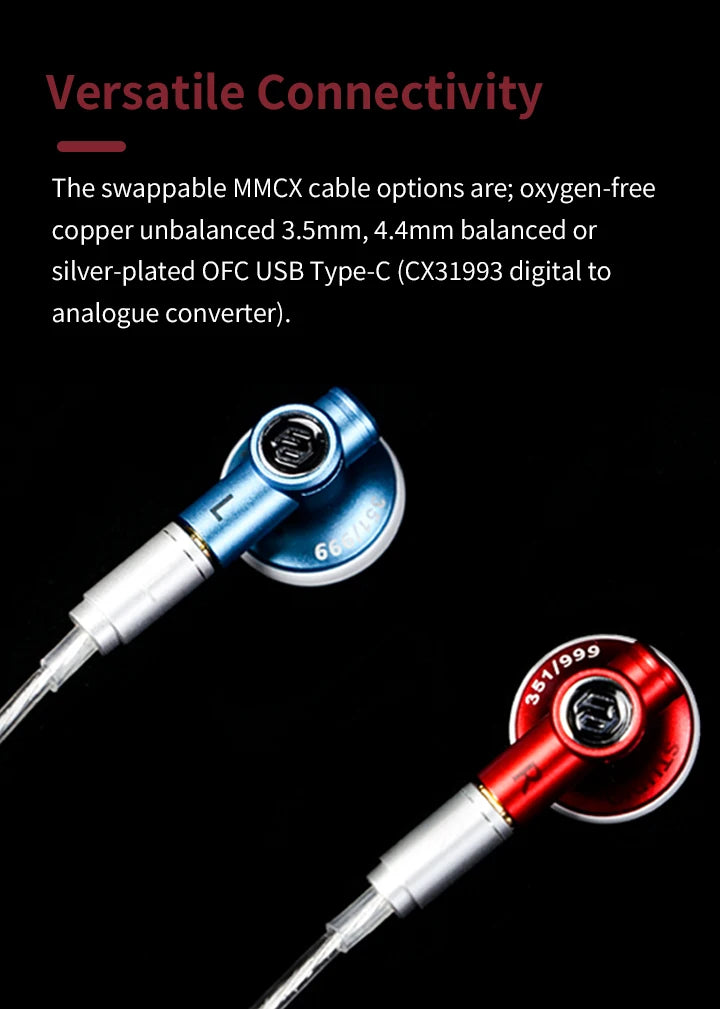 Guangda HIFI Flathead Studio Earbuds — Wired Hi-Res Earphones for Gaming & Music (3.5mm / 4.4mm / USB-C)