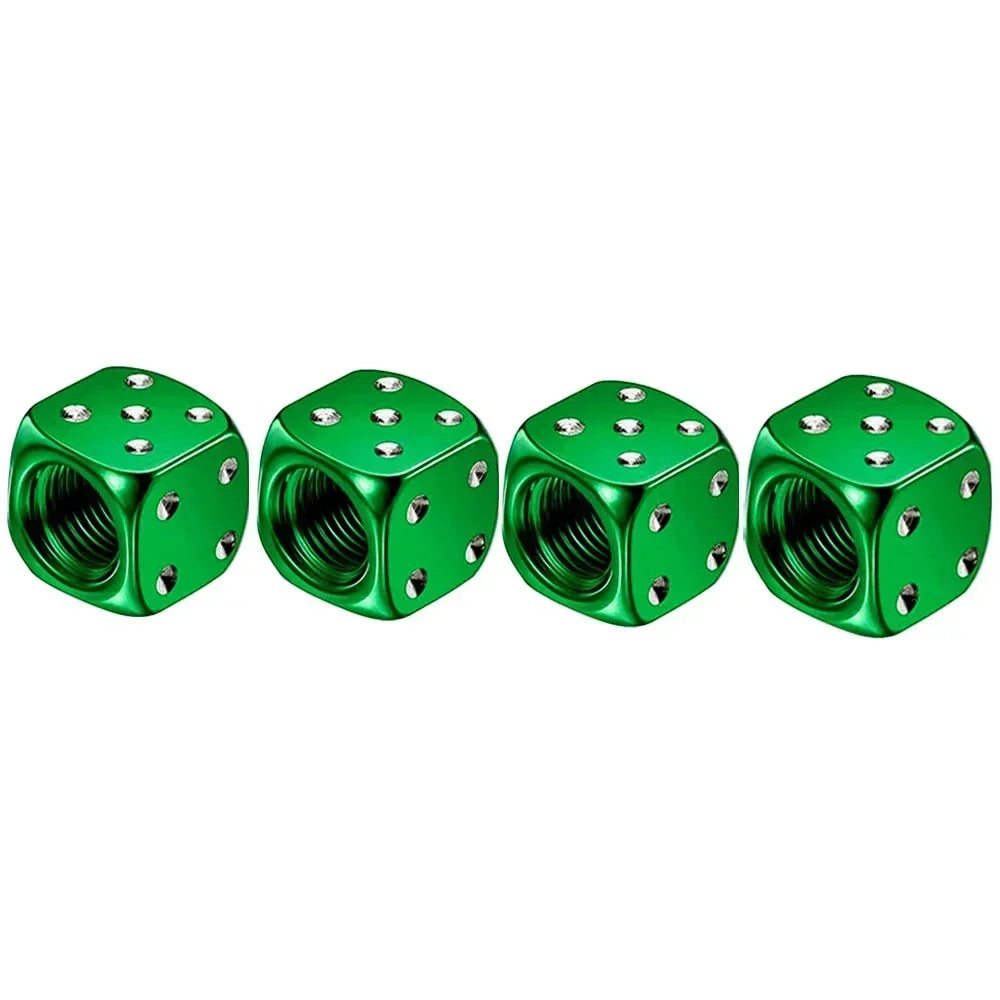 4 Pcs Crown Dice Car Wheel Tire Valve Caps - Universal Tyre Rim Stem Covers | Air Dust & Waterproof | Bling Accessories for Car & Motorcycle