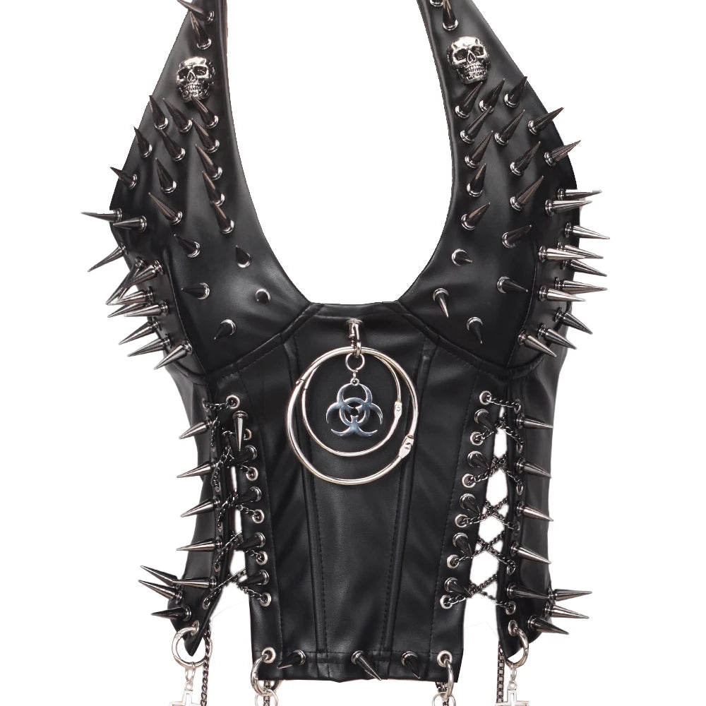 Y2K Gothic Spiked Tank Top - Punk Rock Emo Grunge Festival Style for Women