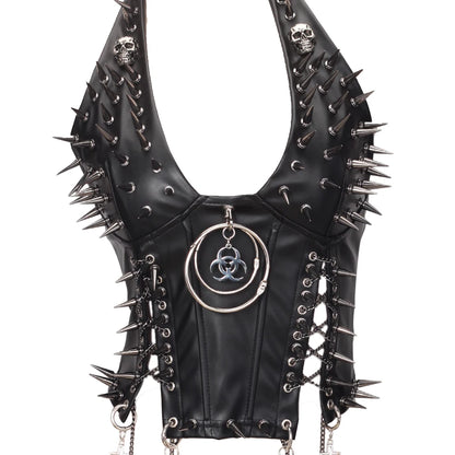Y2K Gothic Spiked Tank Top - Punk Rock Emo Grunge Festival Style for Women