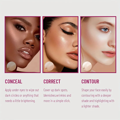 New Sponge Head Concealer – Long-Lasting Liquid Foundation for Dark Circles, Freckles, Acne, Pigmentation & Blemishes, Moisturizing Formula