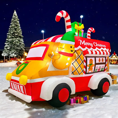Merry Christmas Tree Arch Inflatable – Santa Claus Sleigh Decoration with LED Light for Home, Garden, and New Year Party Decor